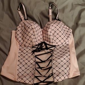 Cacique pink and black corset